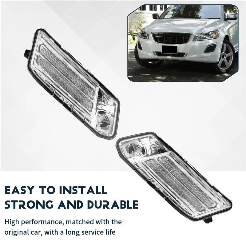 For Volvo XC60 2009-2013 Car Front Side Fender Corner Light Daytime Running Lamp Turn Signal Lamp Fog Light-A28K