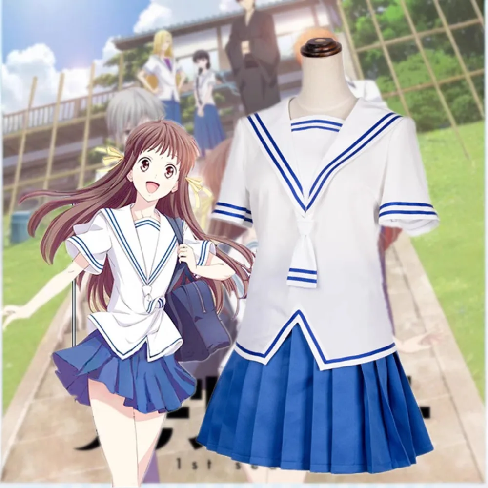 Fruits Basket Tohru Honda Yuki Soma Cosplay Costume White Japanese Sailor Uniform Full Set Adult Halloween Comic Con Outfit view 3