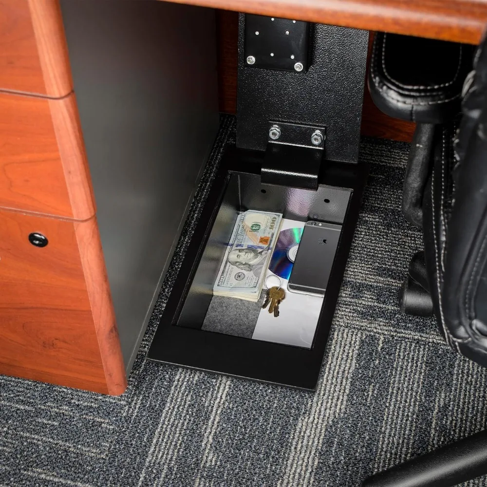 Caja fuerte de piso oculta compacta de 0,22 pies cúbicos: sistema de bloqueo de doble perno incorporado de acero para una mayor seguridad