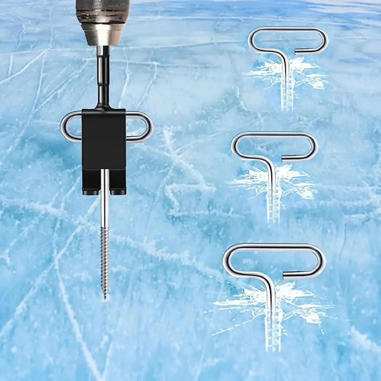 

Ice Fishing Stakes Universal Outdoor Camping Metal Threaded Augers Stake Ice Fishing Shelter Drill Adapter For Outdoor Camping