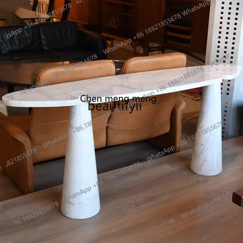 

182Q Natural Marble Porch Table Modern Minimalist a Long Narrow Table Corridor Aisle Wall-Mounted Light Luxury Console Tables