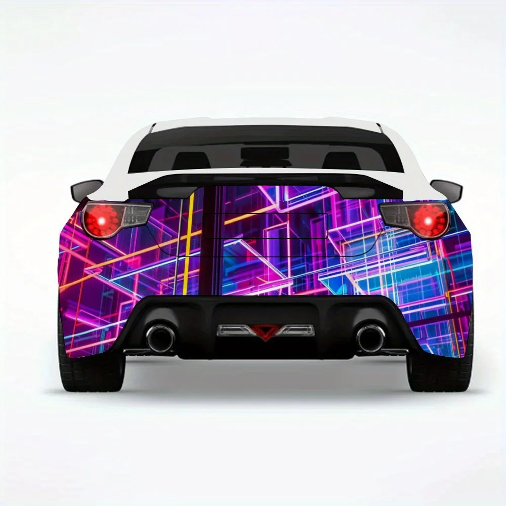 

Neon Geometric Tech Car Sticker,Vinyl Decal for Car Rear, Waterproof Self-Adhesive Vinyl Stickers for Vehicle Tail and Bumper, D