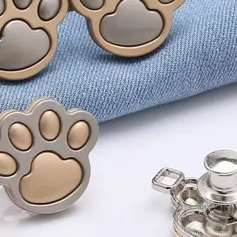 2Pcs Cat Paw Shaped Adjustable Jean Button Waist Buckle Snap Pants Buckle Extender Replacement Jeans Button Attacher Pins