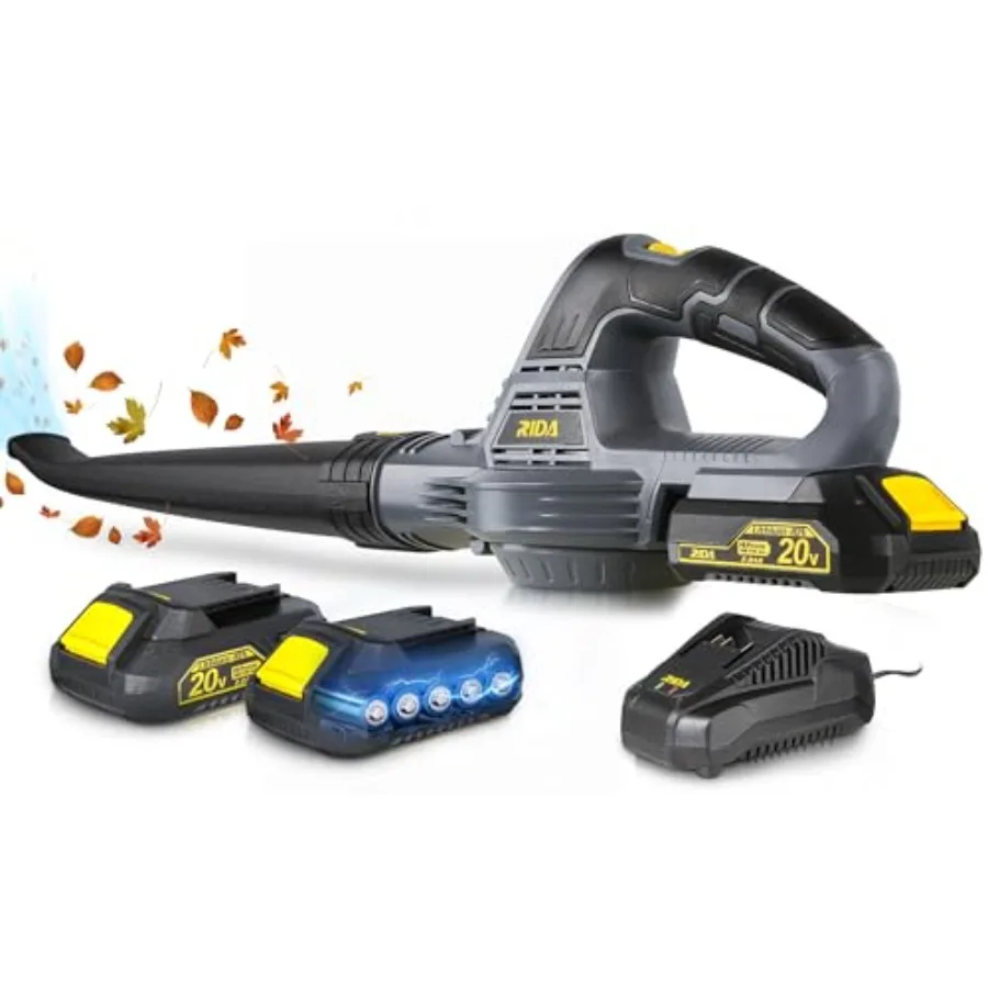

Cordless Leaf Blower Powerful Electric Leaf Blower with 2 X 2.0Ah Battery and Fast Charger Lightweight Blowers 40CFM/112MPH Han