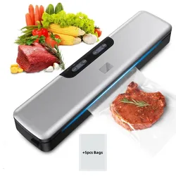 Vacuum Sealer 70Kpa Food Sealer Machines Automatic Air Sealing System with 5Pcs Bags  for Dry & Moist Food Storage Sous