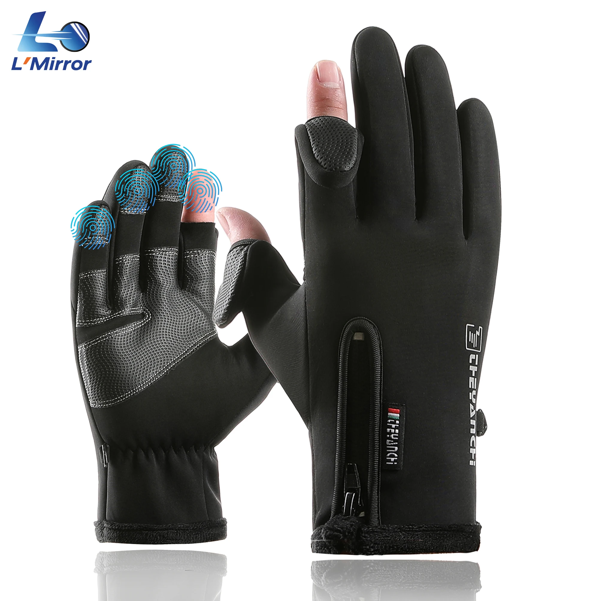 

L●Mirror Winter Gloves for Men&Women-Thick Thermal Warm Cycling Glove with Full Finger Touch Screen for Fishing,Driving,Skiing