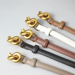 Simple Design Genuine Leather Belt Knot Buckle Belts for Dress Jeans