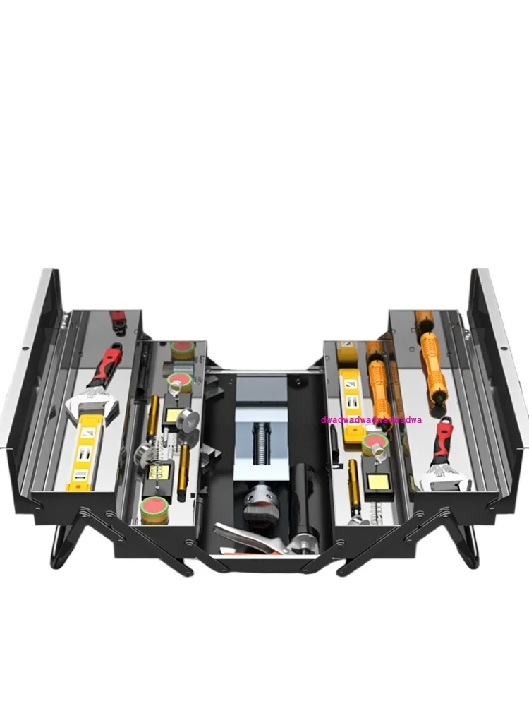 Stainless Steel Toolbox Household Multifunctional Hardware Three-layer Folding Car Iron Industrial Storage Box