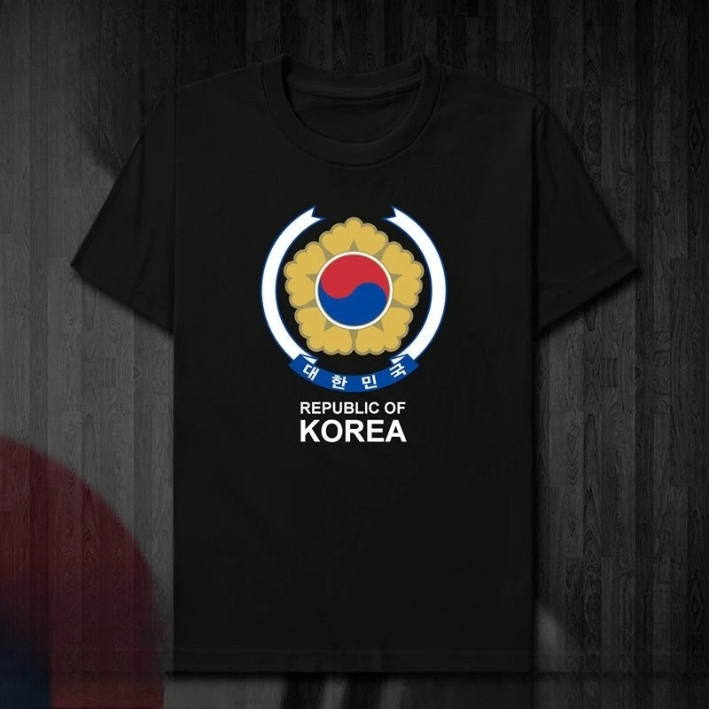

South Korea Cotton Short Sleeve T-Shirt Men's and Women's Team Uniform Sports Large Size Loose Student Couple Uniform