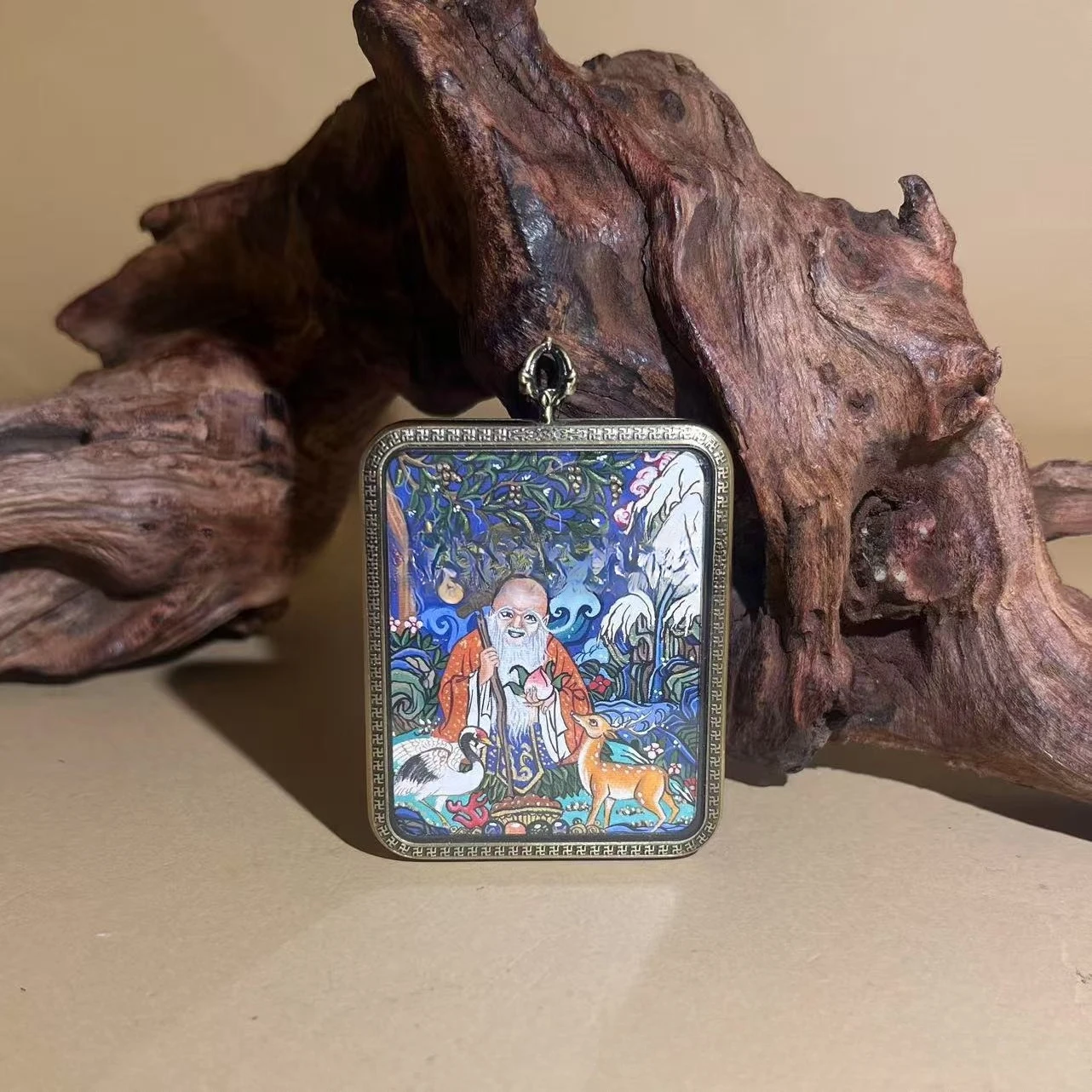 Pure hand-painted Sukiko full-body portrait, portable thangka, handmade cord, pure copper double-sided case pendant, accessory