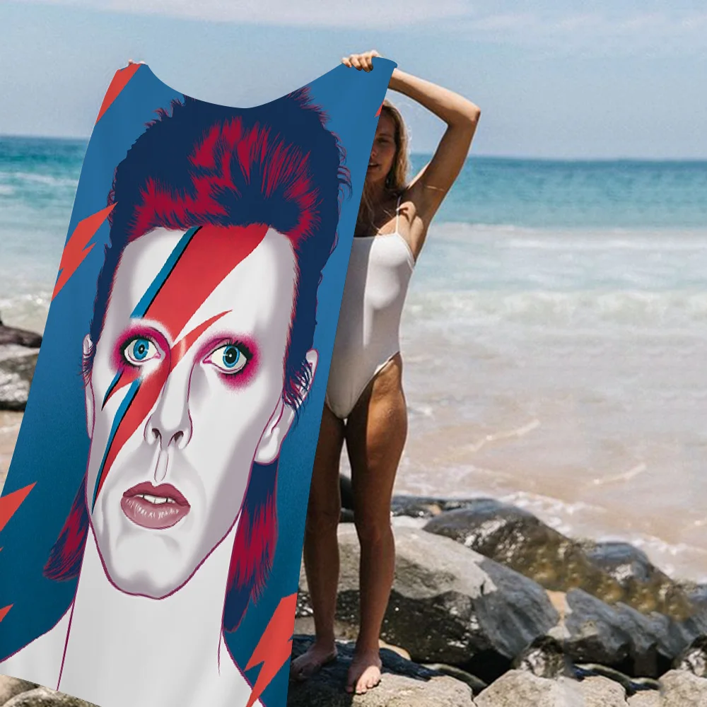 D-dAVID-BOWIE Art Printed Beach Towel Cartoon Cute Summer Kids Large Bath Pool Beach Towel Microfiber Absorbent For SwimTravel