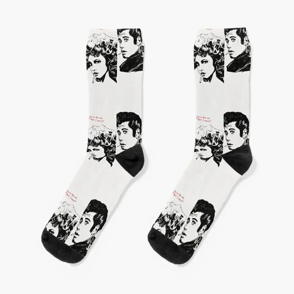 

Grease You're the One That I Want Illustration Socks compression aesthetic FASHION tennis Ladies Socks Men's