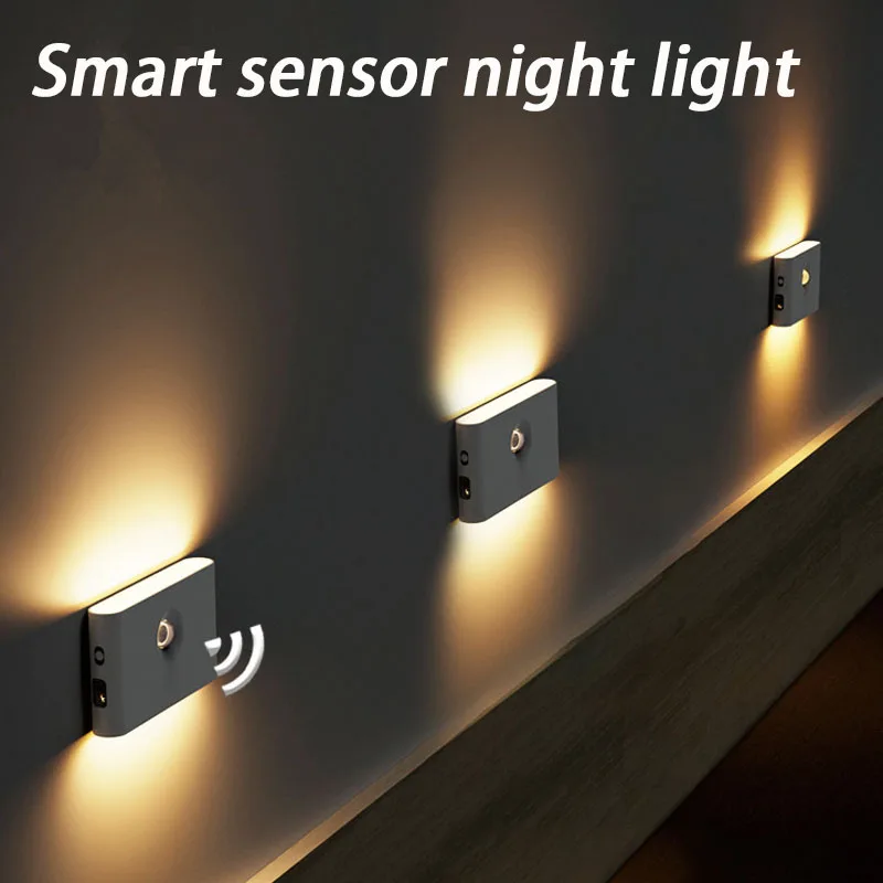 Intelligent LED Induction Night Light Motion Sensor Type-C Charging Wireless Magnetic LED Wall Lamp for Bedroom Corridor Cabinet