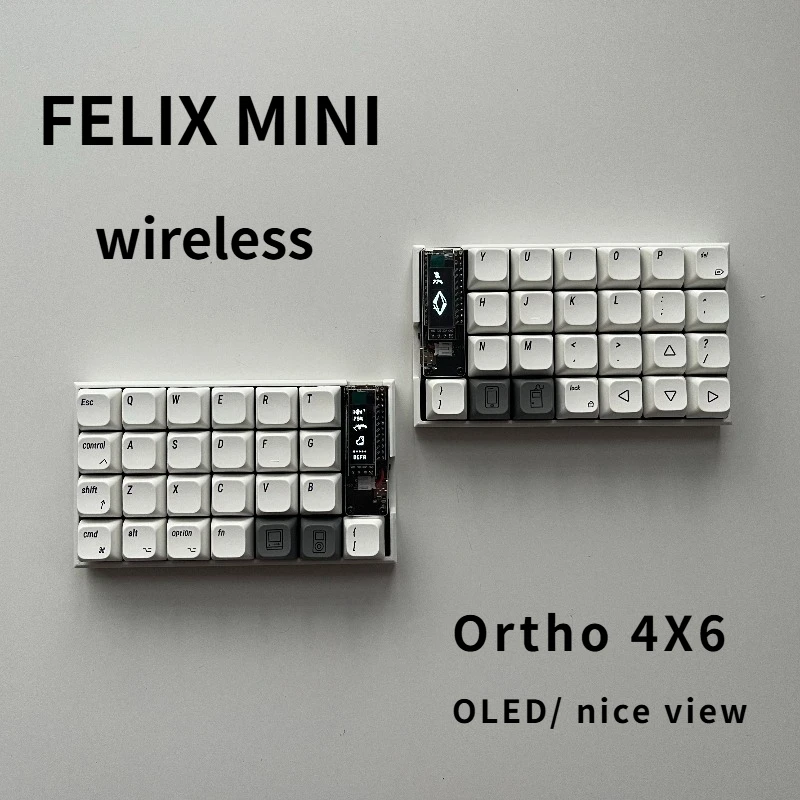 Felix Mini 4X6 teclado inalámbrico dividido pantalla OLED/VIEW caliente enchufable Bluetooth diseño con cable MX Planck Ortho teclado ergonómico
