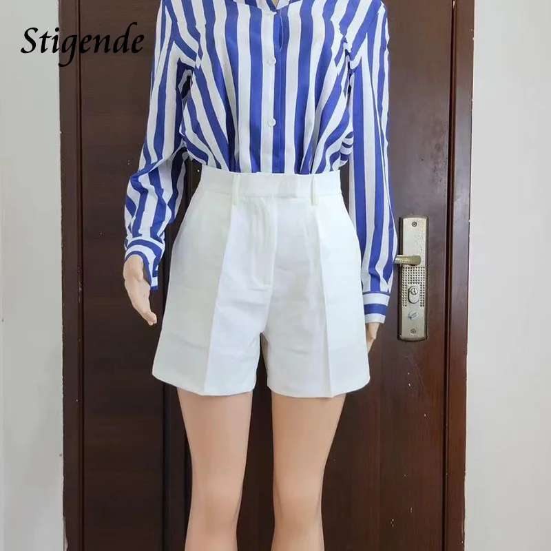 Stigende Summer Wide Leg Shorts Women Solid Color Loose Fit Pocket Shorts