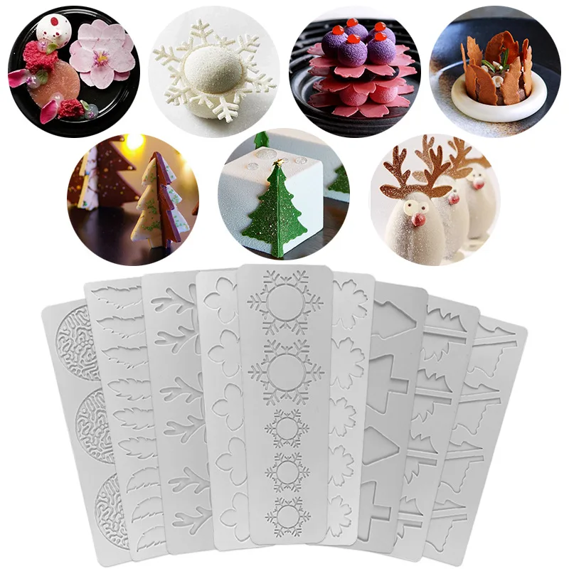 Christmas Decoration Tree Snowflake Deer Horn Design Cake Molds Sugar Craft Silicone Pad Chocolate Fondant Lace Mat M723