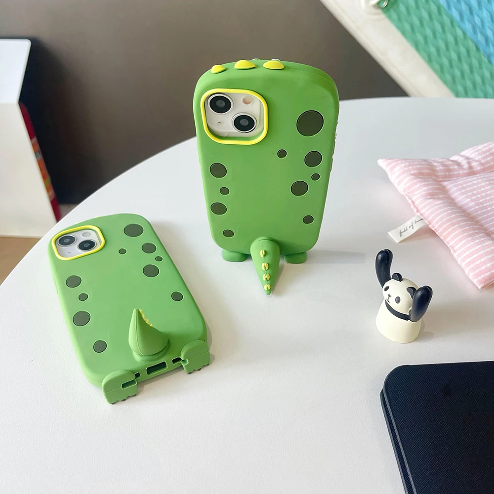 Für iPhone 11 12 13 14 15 Pro Max Lustige Cartoon Polden Sulley Monsters Dinosaurier Hülle Weiche Silikonhülle mit Ständerhalter – Detail 2
