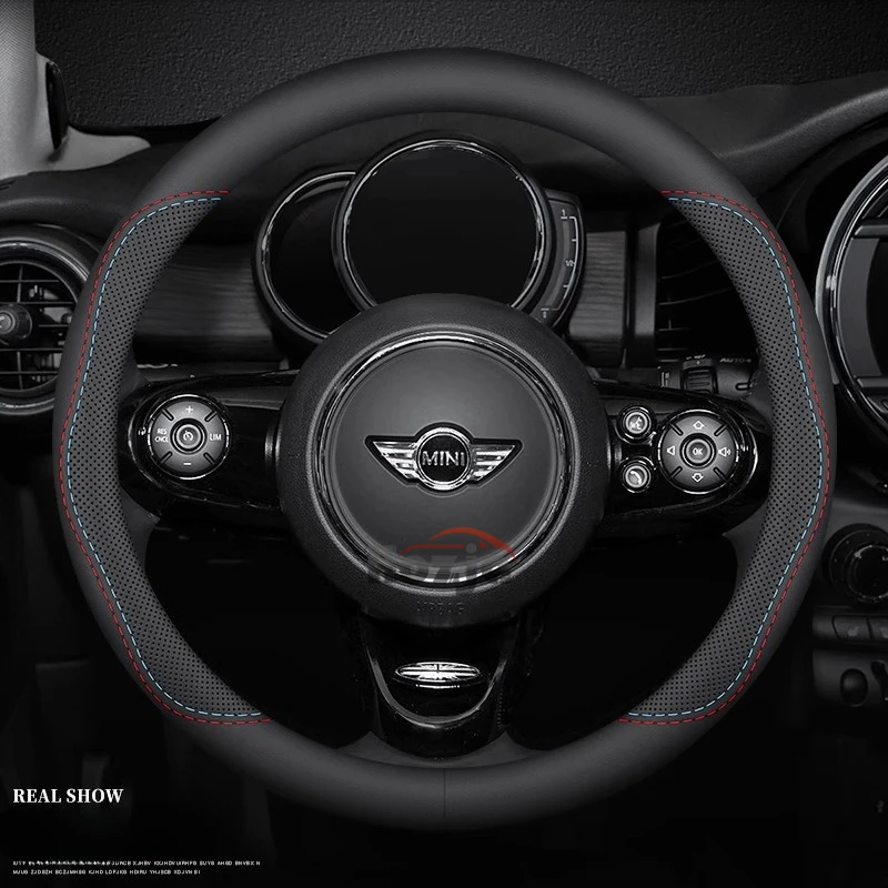 

Car Leather Steering Wheel Cover for MINI Cabrio Cooper SE S JCW Countryman Aceman Clubman Clubvan Paceman Coupe Roadster JOHN