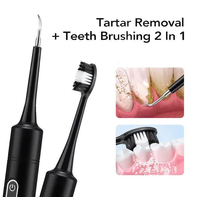 Electric Dental Scaler with Teeth Brush Head Calculus Tartar Remover