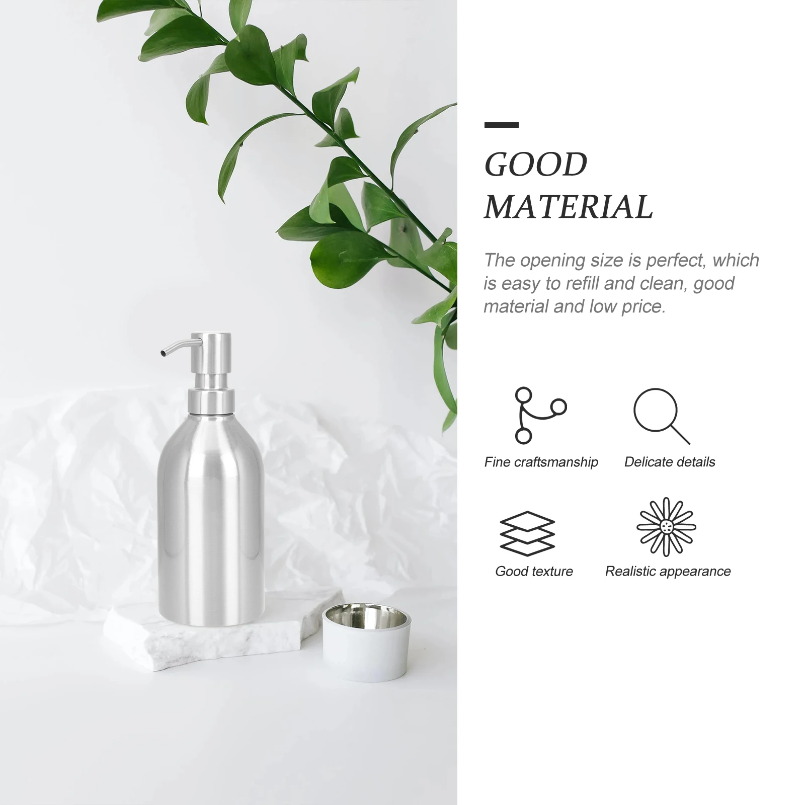 

Large Capacity Stainless Steel Pump Bottle Bathroom Liquid Soap Dispenser Refillable Shampoo Shower Gel Storage Bottle