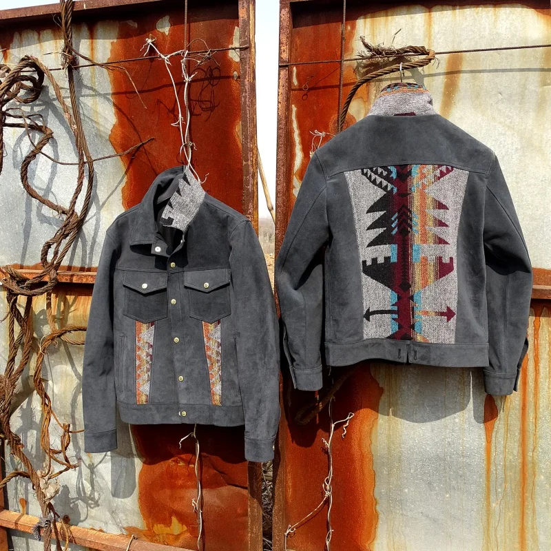 

Navajo Totem Velvet Cowhide Japanese Version 507XX Denim Men's American Retro Genuine Leather Jaet Youth Faion Urban or...