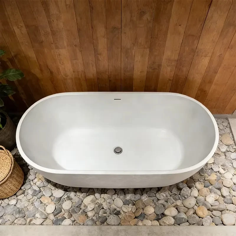 Portable Freestanding Oval Acrylic Bathtub with Drain Anti Fouling Seamless Design 5 Year Warranty for Bathroom Use