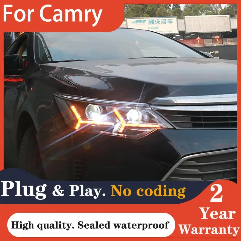 

Head Lamp for Toyota Camry LED Headlight 2015-2017 Headlights Camry DRL Turn Signal High Beam Angel Eye Projector Lens