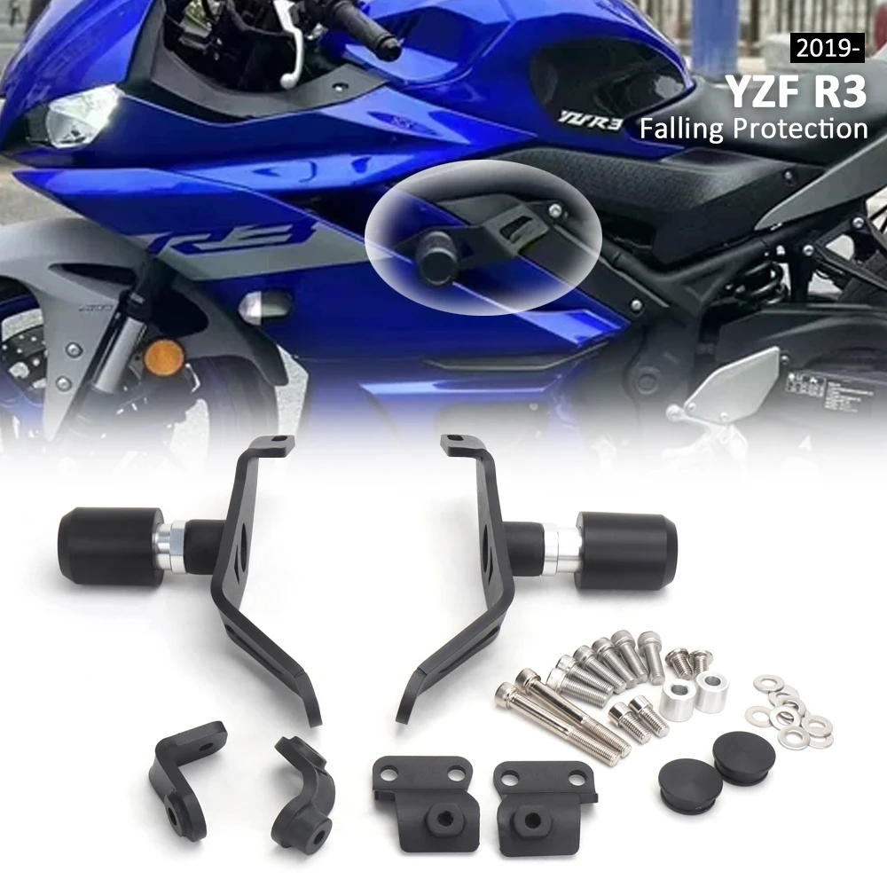 

Аксессуары для мотоциклов, новинка, черные для YAMAHA YZF R3 YZF-R3 yzf r3 2019-слайдеры с рамкой, защита от ударов, комплект защиты от падения