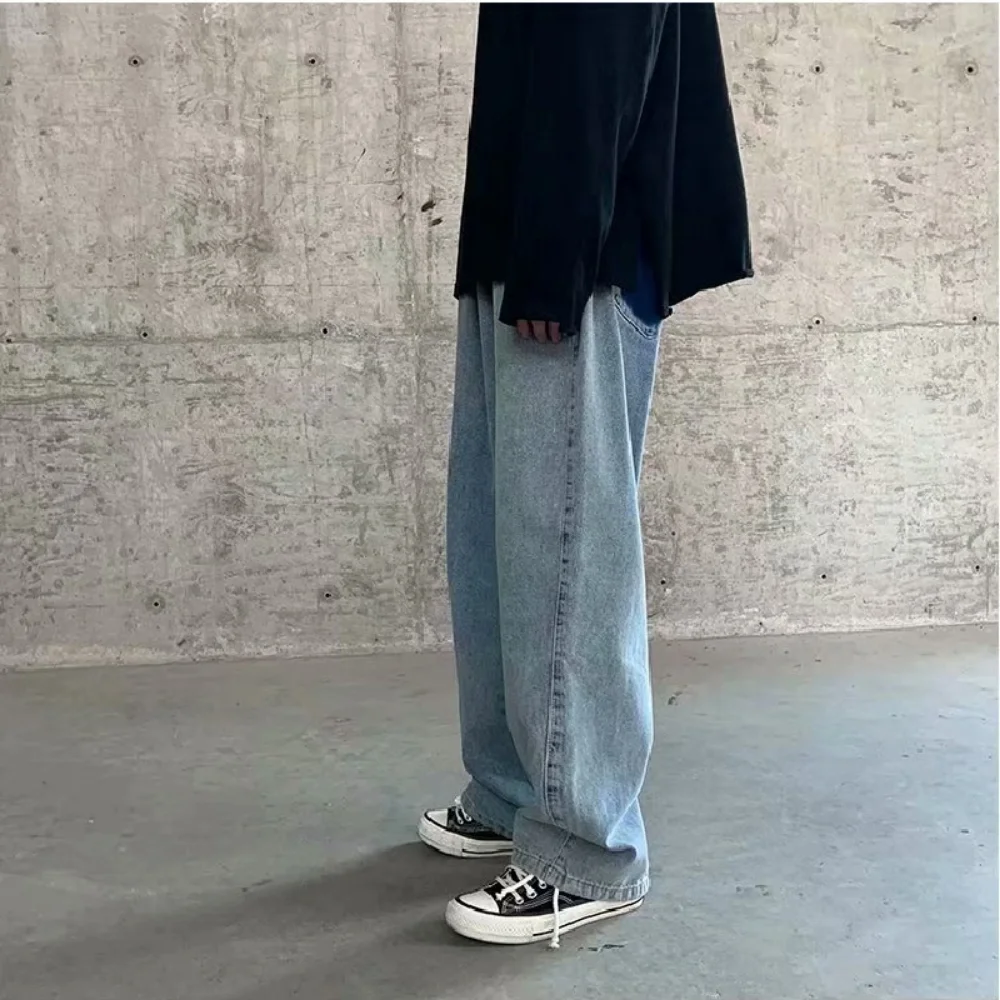 Korean Style Loose Wide Leg Jeans for Men 2020 Blue Baggy Denim Pants  Clothes Fashion Jeansy Cargo Jeans Male  jeans for men