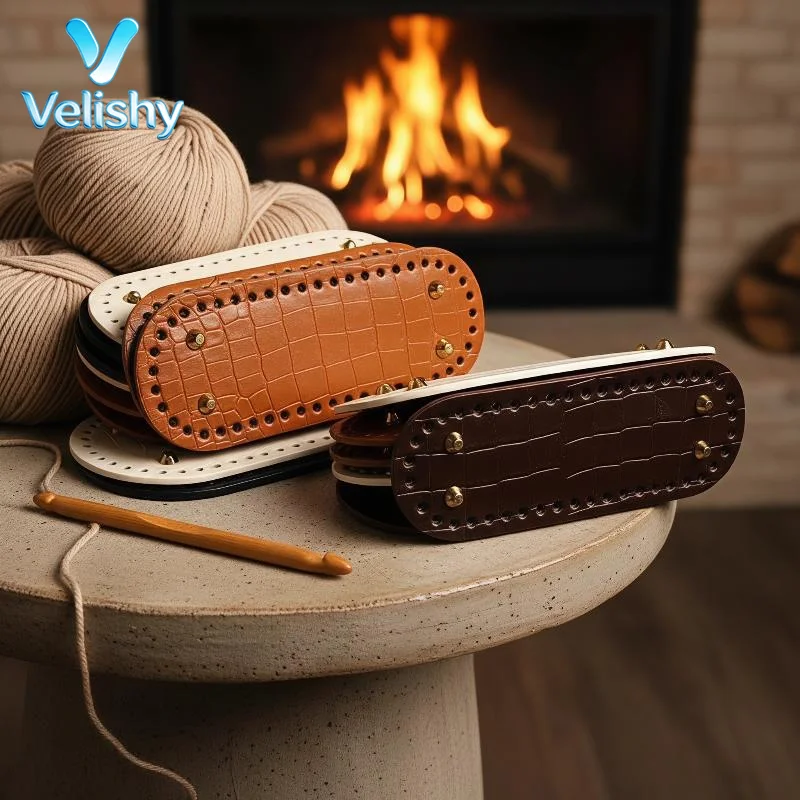 Round Oval Bottom PU Leather Bag Base With Holes For DIY Home Decoration Handmade Knitted Bag Crochet Bag Bottom Accessories