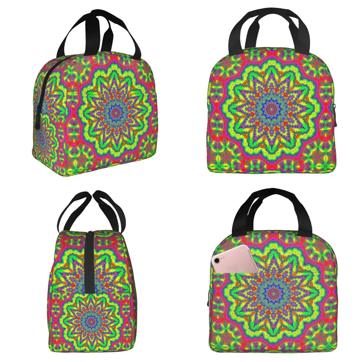 

Psychedelic Trippy Acid LSD Art Insulated Lunch Bag for Kids School Cooler Thermal Food Box Tote Portable Lunch Boxes Container