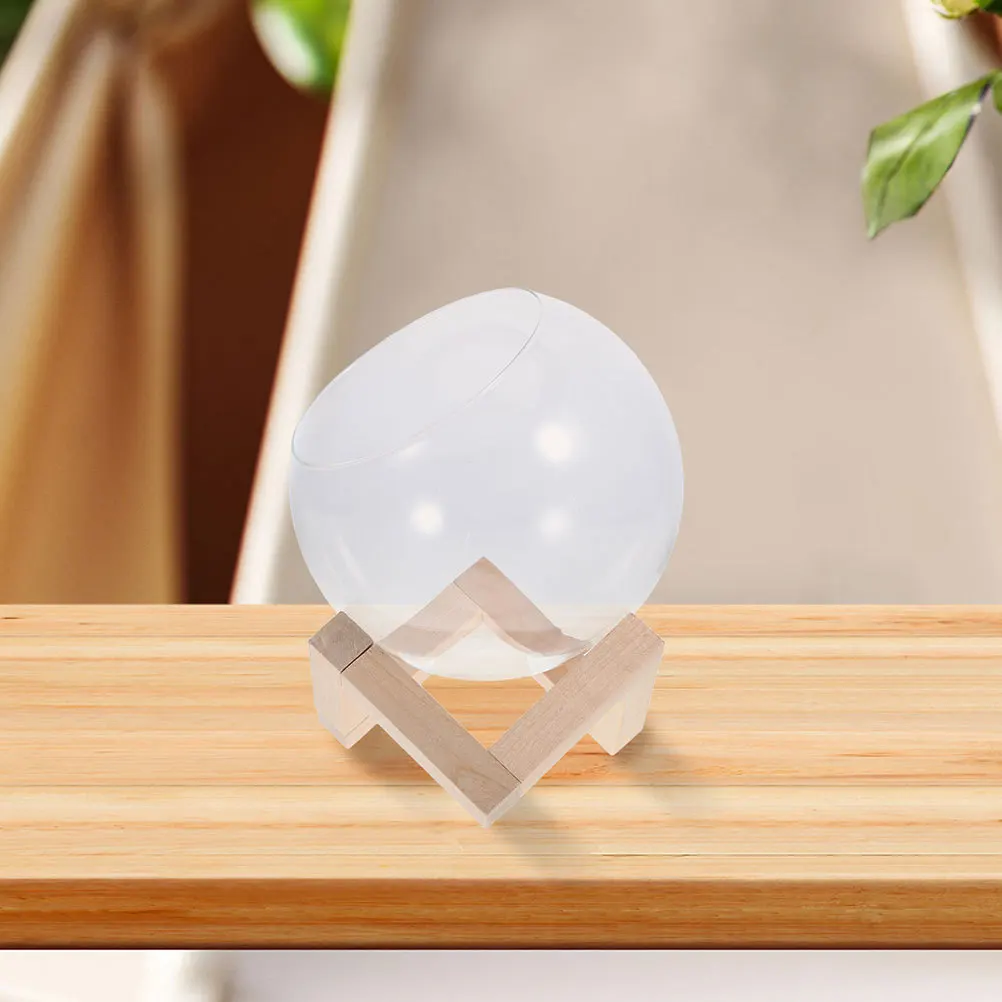 

1Set Glass Plant Holder with Wooden Frame Mini Terrarium for Succulents Desktop Garden Hydroponic Planter Decorative Vase