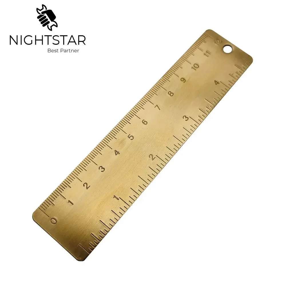 12cm Brass Ruler Metal Copper Bookmark Straight Ruler for Traveler Notebook School Office Tool In Inch/cm Vintage