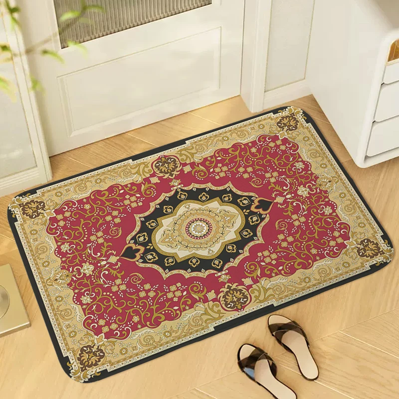 

Victorian Carpet Entrance of House Bathroom Kitchen Floor Mat Non-slip Doormat Hallway Balcony Bedroom Rug Slip-resistant