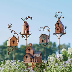 Creative Metal Bird House Bird Nest Garden Decoration Outdoor Bird House Art Birdhouse Exquisite Birdhouse Feeder Garden Stake