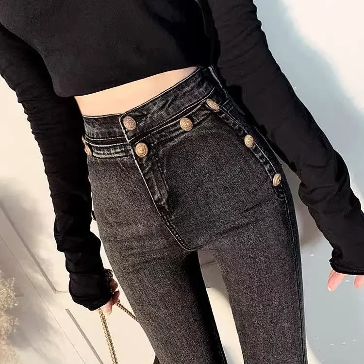 

Woman Jeans Pants High Waist Autumn Winter Tight Stretch Pantalones Vaqueros Mujer