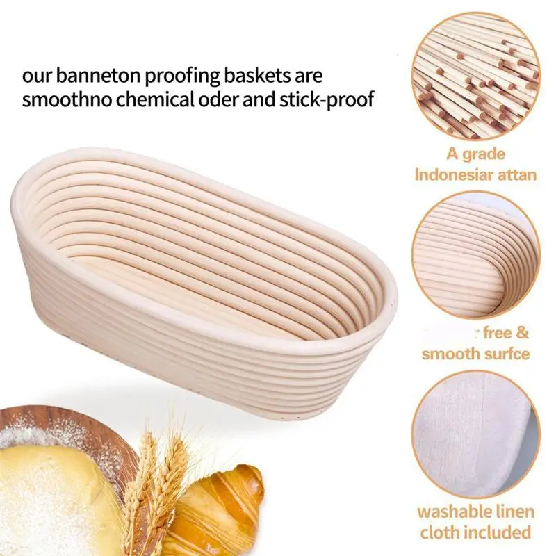 Natural Rattan Bread Proofing Basket Handmade Rattan Wicker Baking Bowl Dough Fermentation Sourdough Banneton Bread Basket