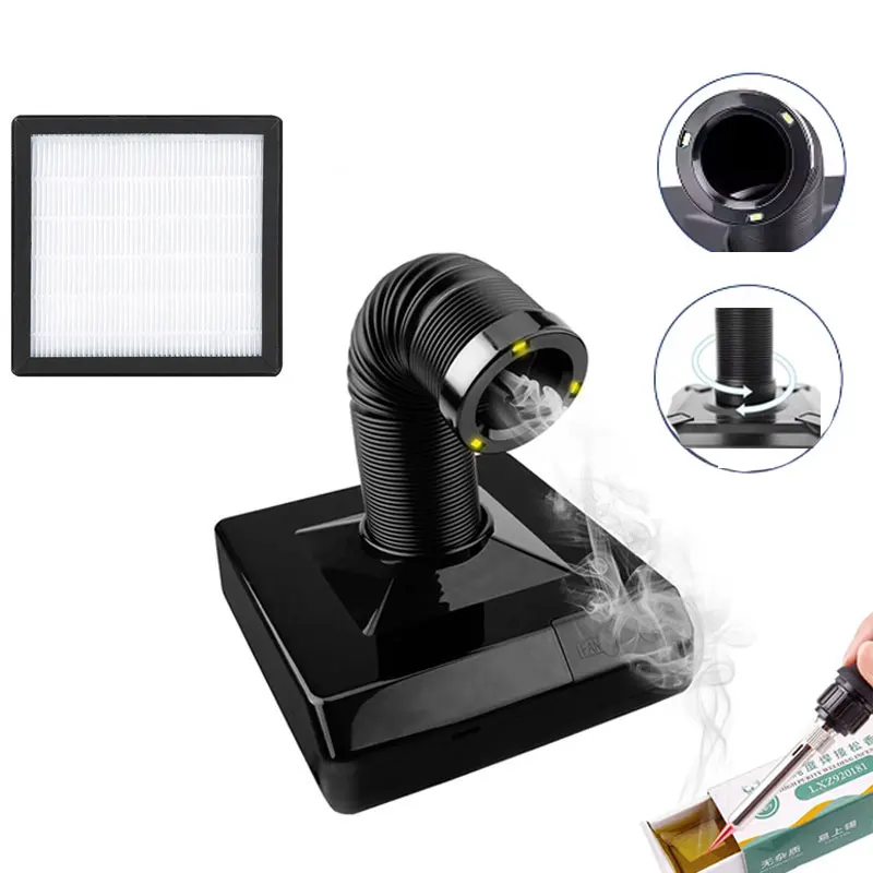 60W Smoking Instrument Fume Extractor with LED Light 220V Activated Carbon Filter Sponge Solder Iron Smoke Absorber