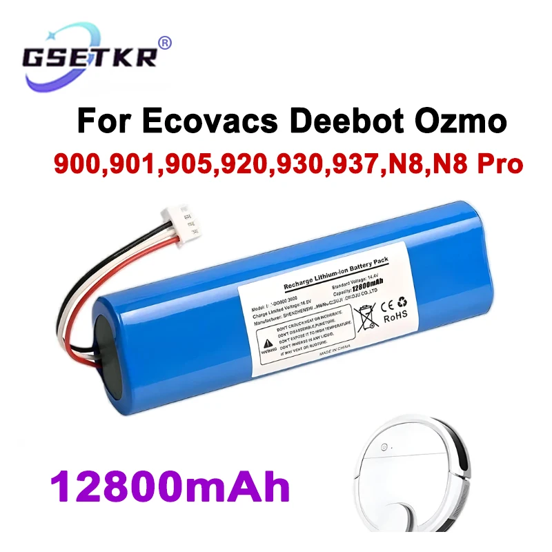 

Сменный аккумулятор 14,4 В 12800 мАч Для Ecovacs Deebot Ozmo 900901905920930937, N8,N8 Pro, литий-ионный аккумулятор