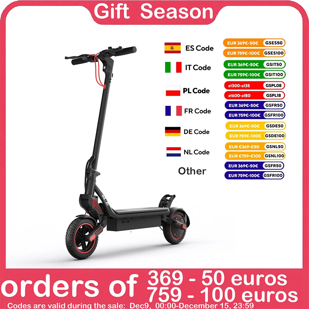 Electric Scooter iScooter W8 500W 9.3 48V13Ah maximum range 45 Km powerful adult battery