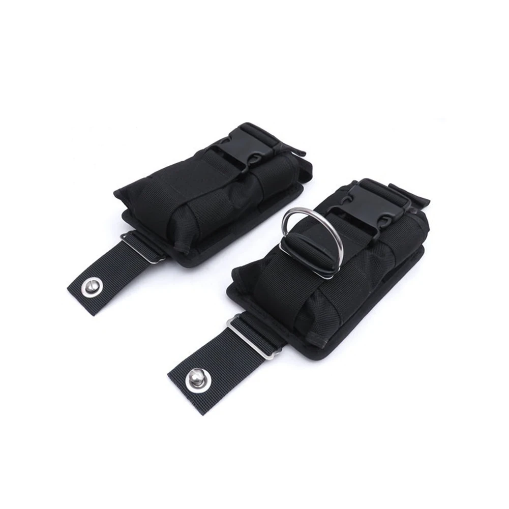 Nuove tasche per cintura pesi per immersioni subacquee in nylon nero 1680D da 2 pezzi con fibbia a sgancio rapido -2,5X15X5 cm