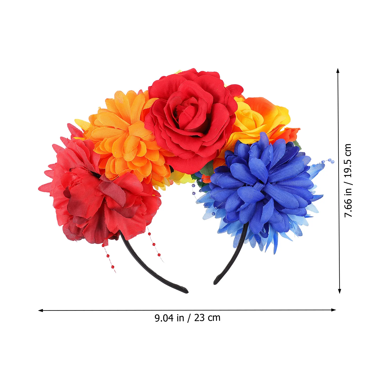 

Flower Crown Headband Fabric Flower Leaves Black Metal Waterproof Hair Accessory For Festival Wedding Party Maternity