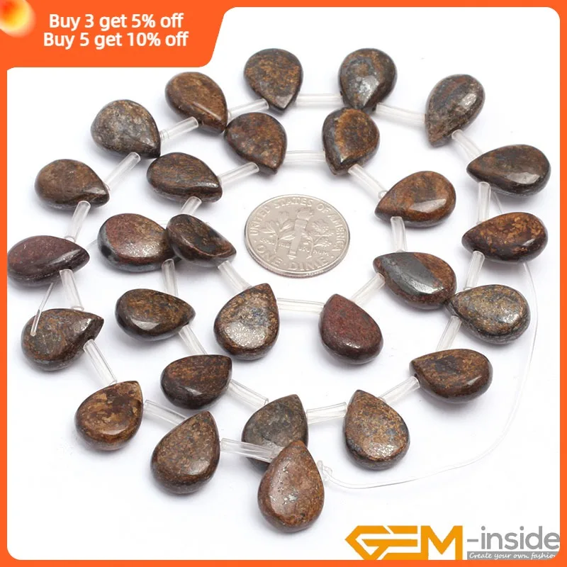 Natural Stone Bronzite Jaspers Teardrop Top-Drilled Bead For Jewelry Making Strand 15 Inch DIY Jewelry Bracelet Bead