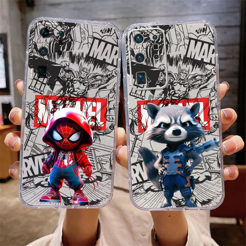 Rocket Raccoon Spiderman Phone Case For Huawei P50 P50E P40 P30 P20 PRO LITE 5G P Smart Z S 2021 Liquid Silicone Shell Coque