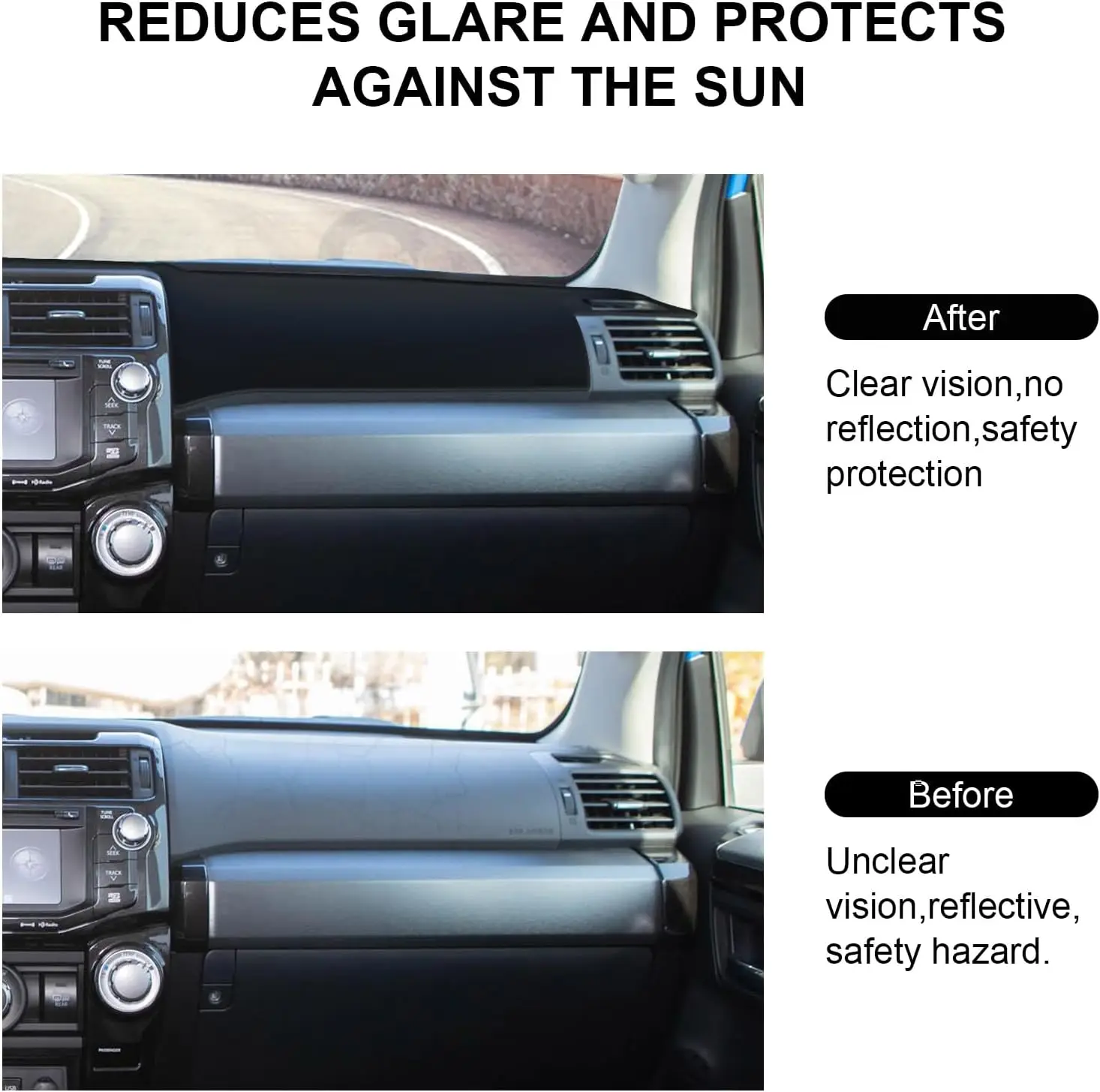 غطاء داش لسيارة تويوتا 4 رانر 2010-2024 وتويوتا تاكوما 2016-2023 ملحقات غطاء لوحة القيادة من الفلانيل غطاء داش حصيرة