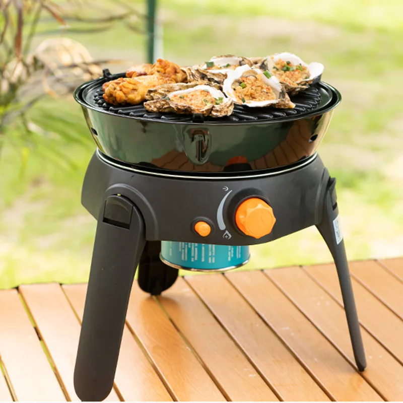 Portable Outdoor Gas Stove with Multi-function Grilling Oven and Cooking Utensils Set  Cookware Set with Magnetic Card Stove