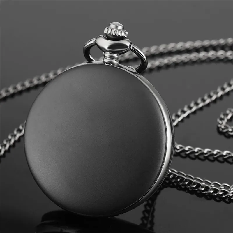 Vintage preto fosco prata completa hunter capa unisex relógio de bolso de quartzo colar pingente corrente número árabe relógio relógio presente