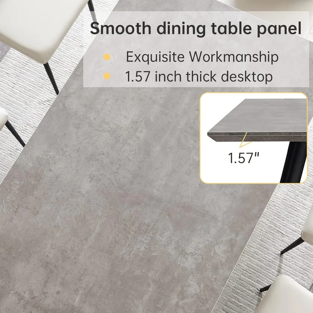 직사각형 나무 5피스 식탁 세트 (가죽 커버 의자 4개 포함, 4인용)