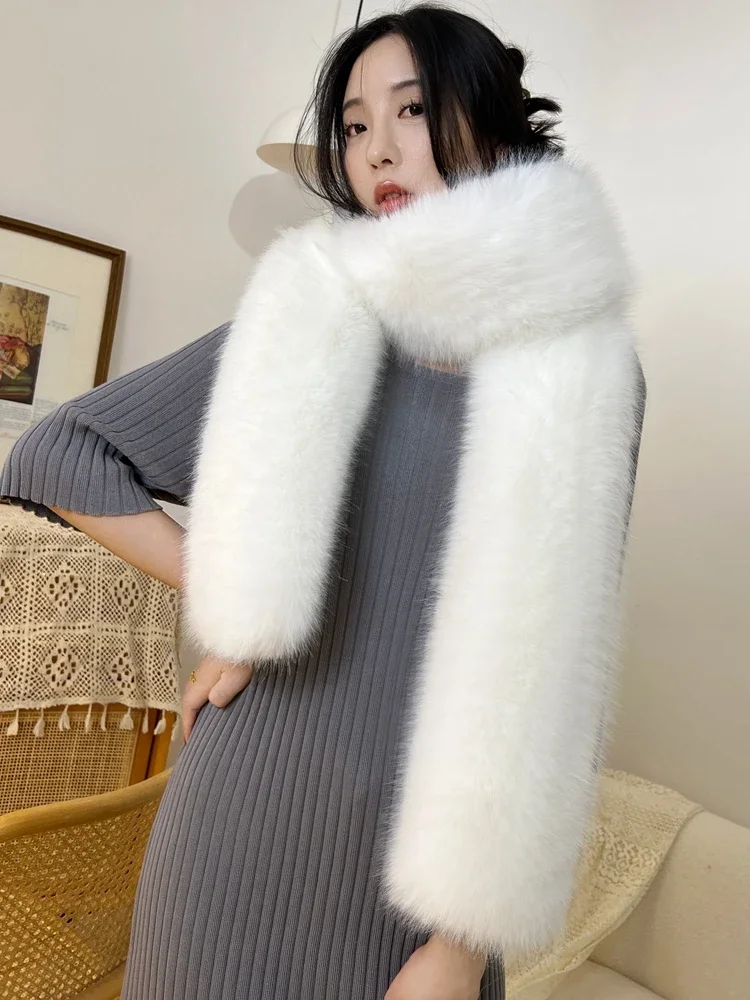 

목도리 2023 New High-quality Scarf for Women Winter Fur Fox Fur Warm Shawl Plush Bib Fashion Trend Шарф Женский Зимний Hot Sale 넥워머