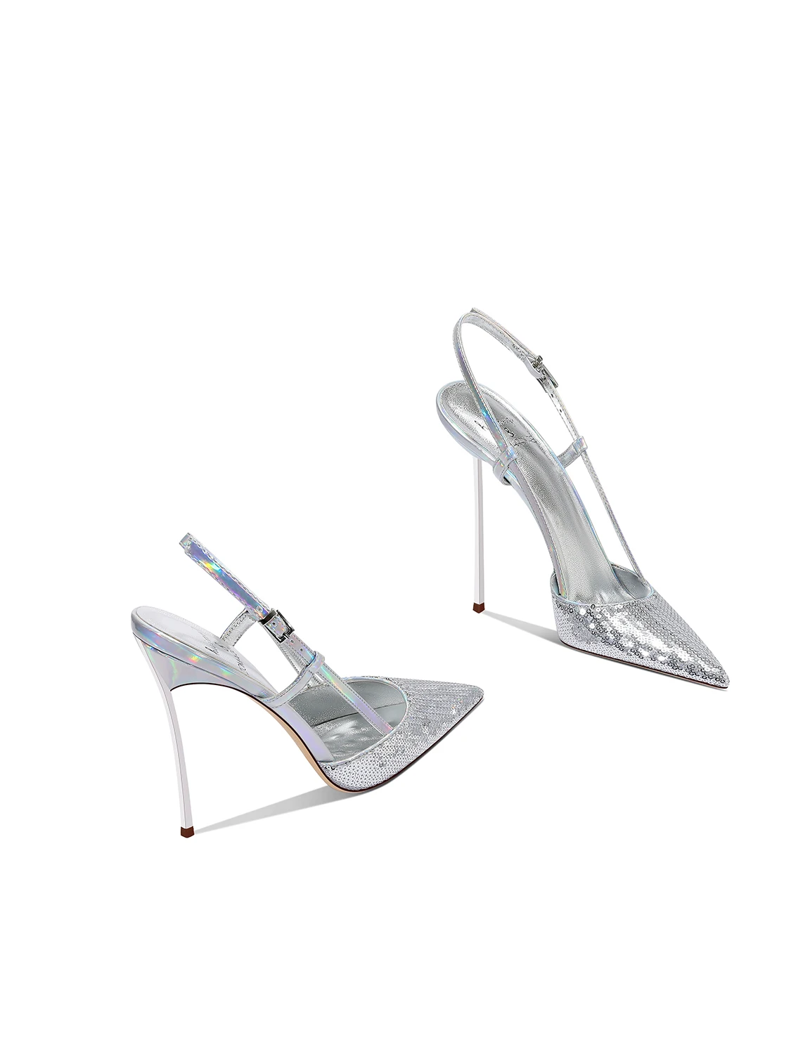 

Summer New Women's Shoes Silver Fashion Sexy Pointed Fine Heels Banquet Dress High Heels